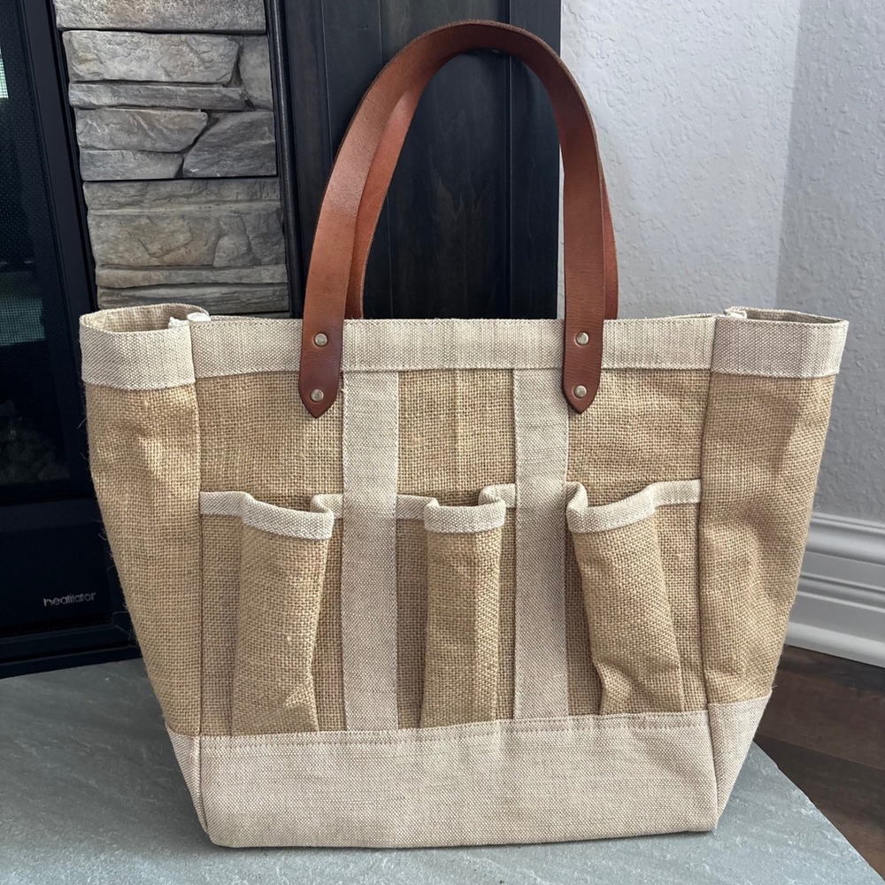 Apolis x Kinfolk Garden Market Bag Natural Golden Jute Brown Leather Straps
